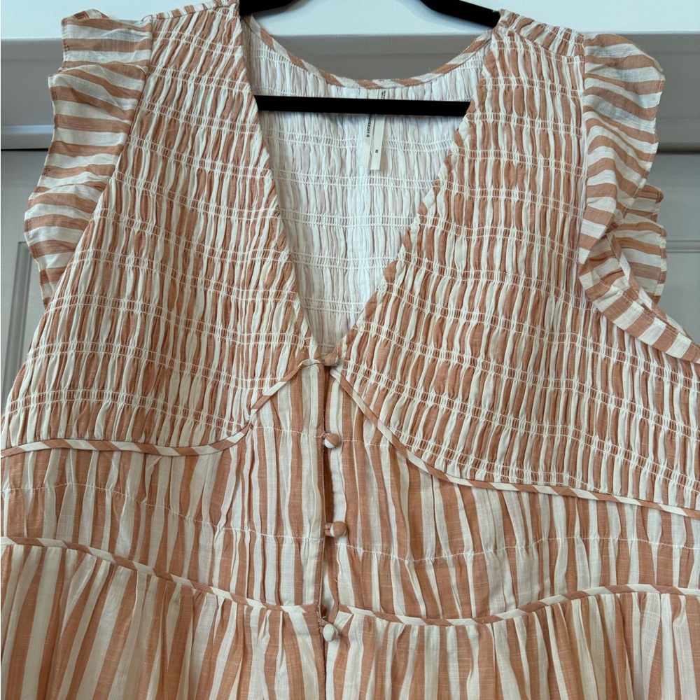 Anthropologie Peach and White Striped Peregrine Maxi Dress 2X - Picture 3 of 5